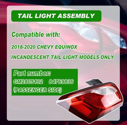 [Halogen] For 2018-2020 Chevy Equinox Driver Side Taillight Assembly Outer LH - Horizon Endless