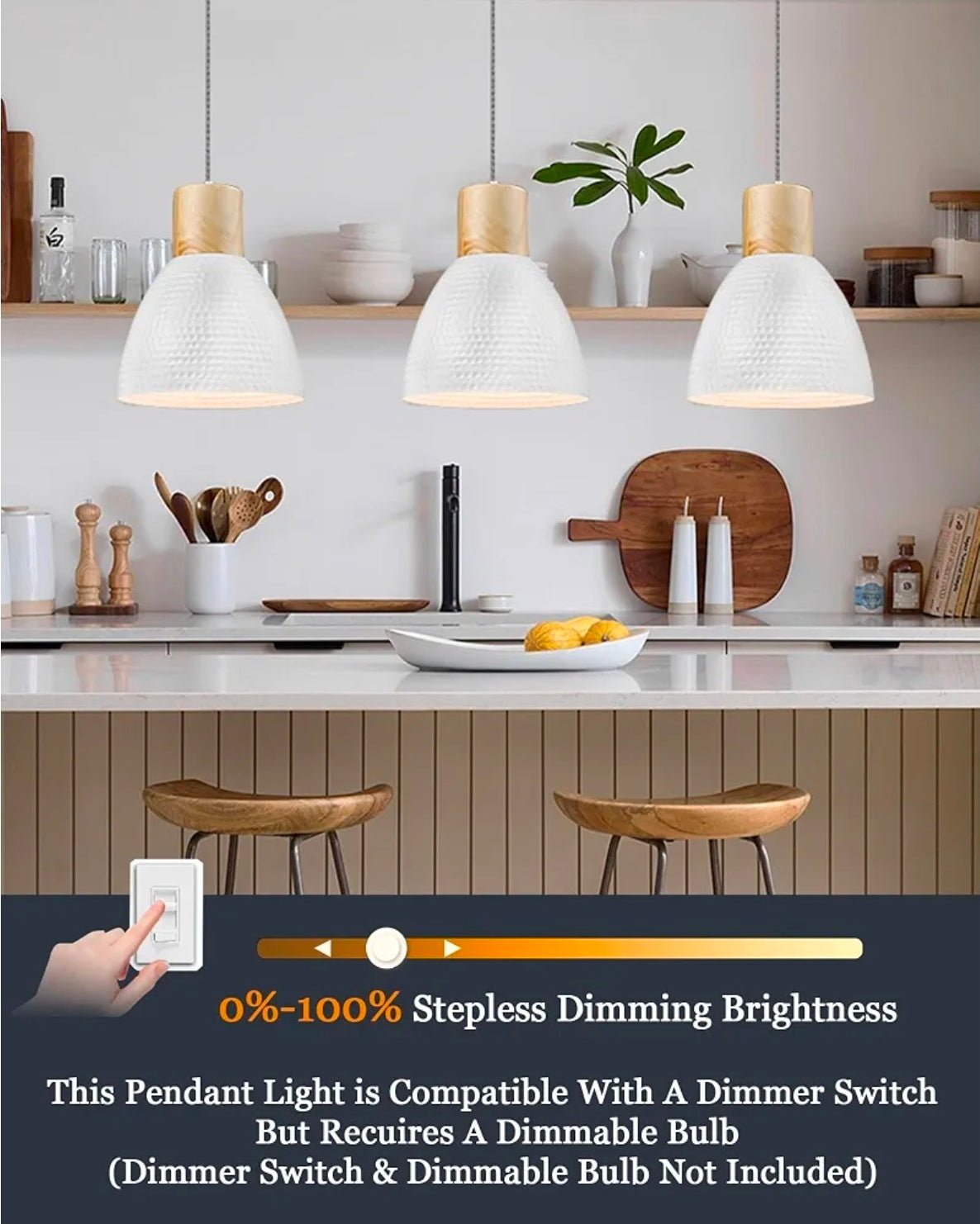 Handcrafted Pendant Lights for Kitchen Island, Rustic Wood Light Fixtures, Modern Industrial Light - Horizon Endless