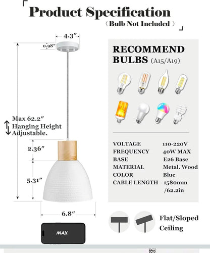 Handcrafted Pendant Lights for Kitchen Island, Rustic Wood Light Fixtures, Modern Industrial Light - Horizon Endless