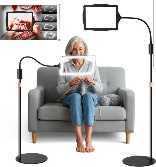 Hands-Free Floor Magnifying Glass with Light and Stand 48-LEDs Lighted Magnifying Lamp with 360° Flexible Gooseneck for Reading Close Work Repair Crafts - Horizon Endless