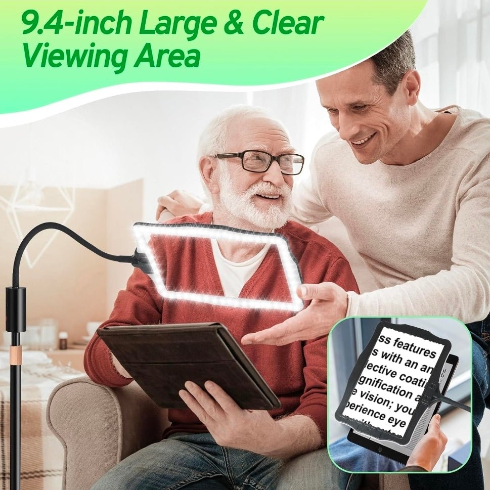 Hands-Free Floor Magnifying Glass with Light and Stand 48-LEDs Lighted Magnifying Lamp with 360° Flexible Gooseneck for Reading Close Work Repair Crafts - Horizon Endless