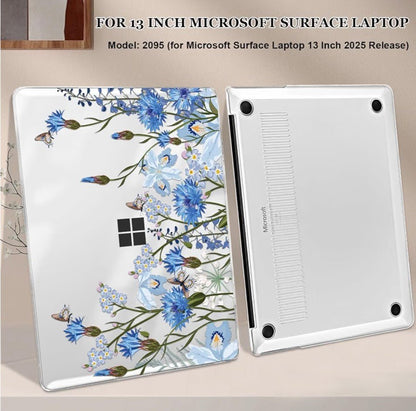 Hard Case Compatible with Microsoft Surface Laptop 13 Inch 2025 Copilot+ PC Model 2095 Hard Shell Cover Tropical Blue Flowers - Horizon Endless