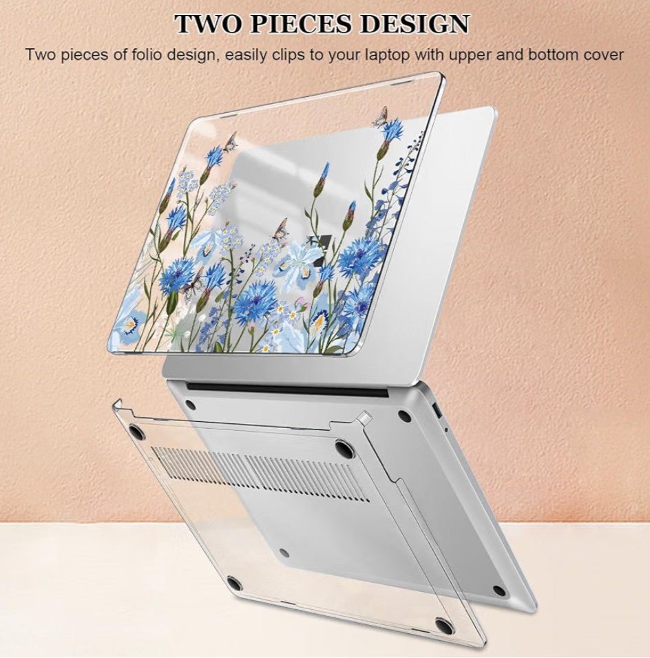 Hard Case Compatible with Microsoft Surface Laptop 13 Inch 2025 Copilot+ PC Model 2095 Hard Shell Cover Tropical Blue Flowers - Horizon Endless