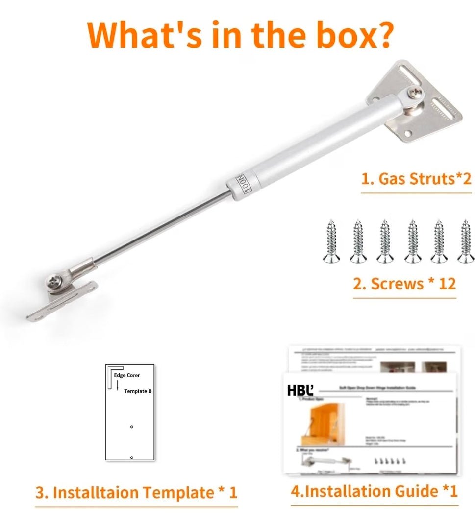 HBL' 2 Pack 100N/22LBS Drop Down Gas Struts for Drop-Front Desk Downward Slowly Such as Fold-Down Desk, Flap Lid - Horizon Endless
