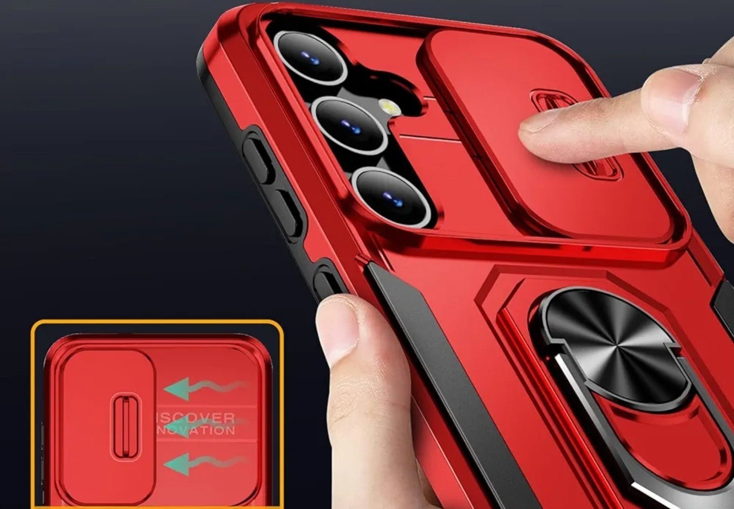 Heavy Duty Case with Slide Camera Cover W Tempered Glass for Samsung Galaxy S25 - Horizon Endless