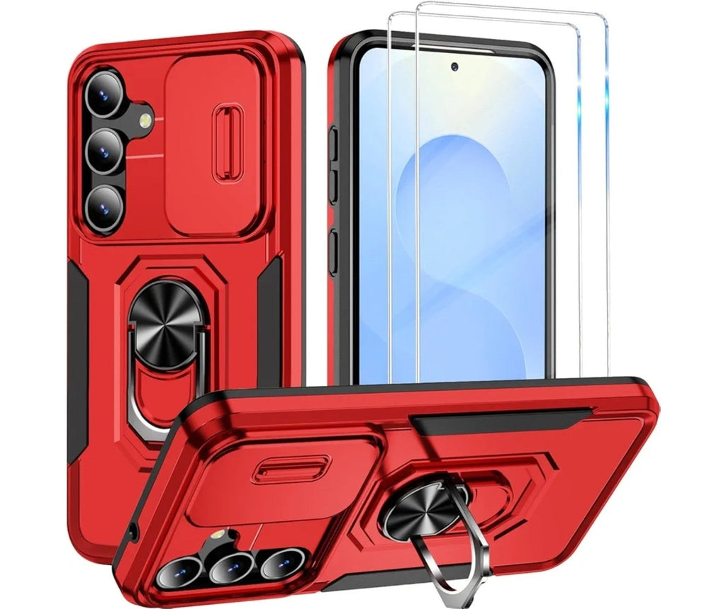 Heavy Duty Case with Slide Camera Cover W Tempered Glass for Samsung Galaxy S25 - Horizon Endless