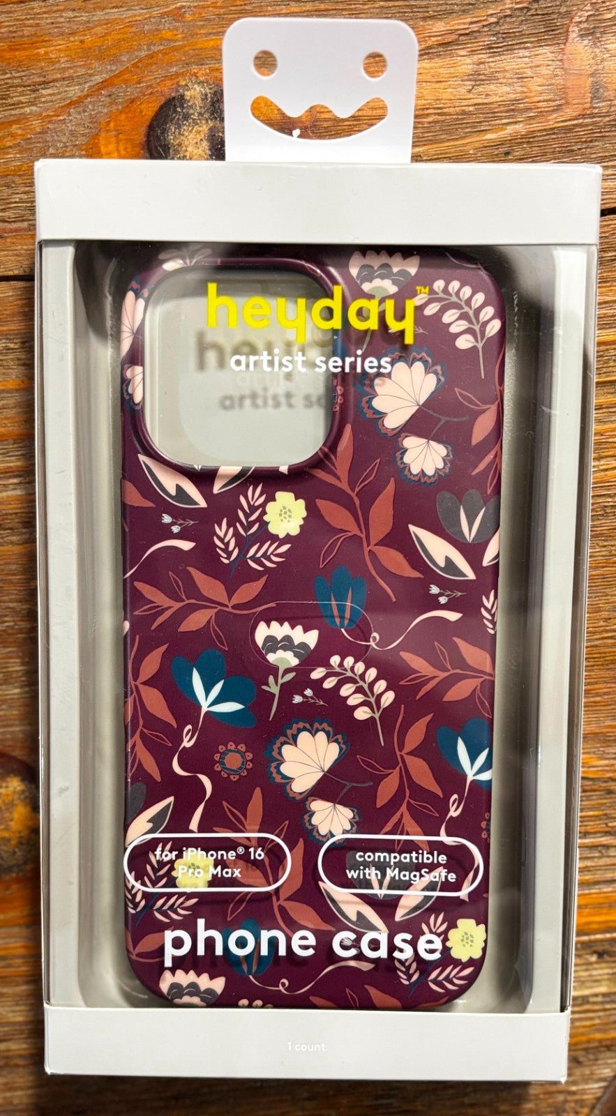 Heyday Artist Series IPhone 16 Pro Max Case MagSafe Floral Print Burgundy Cover - Horizon Endless