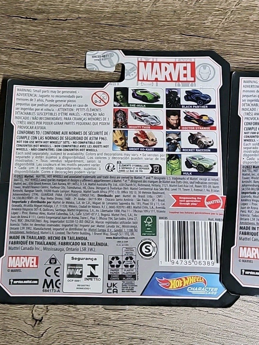 Hot Wheels Marvel Black Panther Thor She Hulk Hulk Car Versions New 4pk Sealed - Horizon Endless