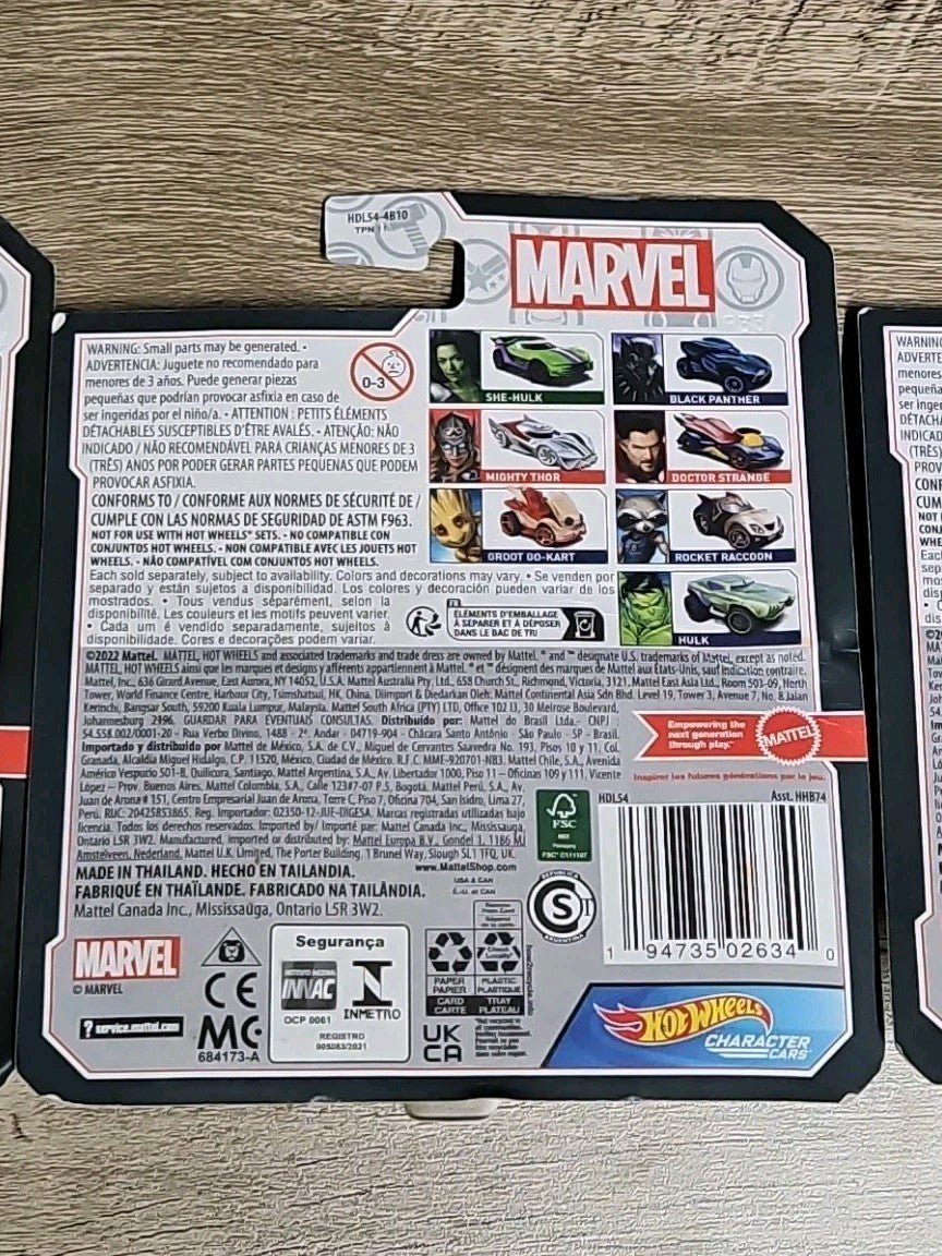 Hot Wheels Marvel Black Panther Thor She Hulk Hulk Car Versions New 4pk Sealed - Horizon Endless