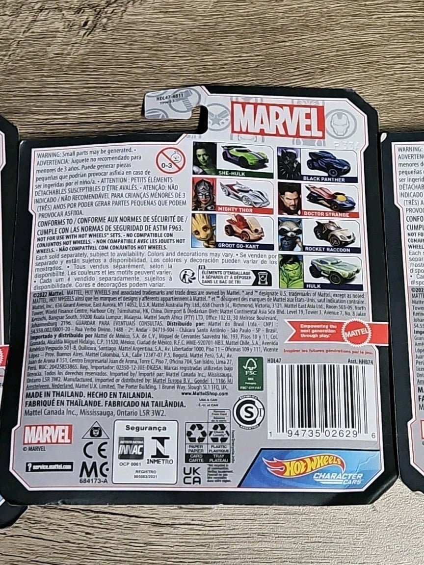 Hot Wheels Marvel Black Panther Thor She Hulk Hulk Car Versions New 4pk Sealed - Horizon Endless