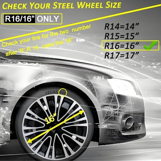 Hubcap Wheel Cover Replacement R16 Hub Caps Universal 16-inch Black And Silver - Horizon Endless