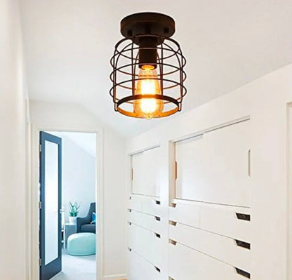 Vintage Industrial Black Metal Ceiling Light, Flush Mount Lighting Fixture, Pack of 2 - Horizon Endless