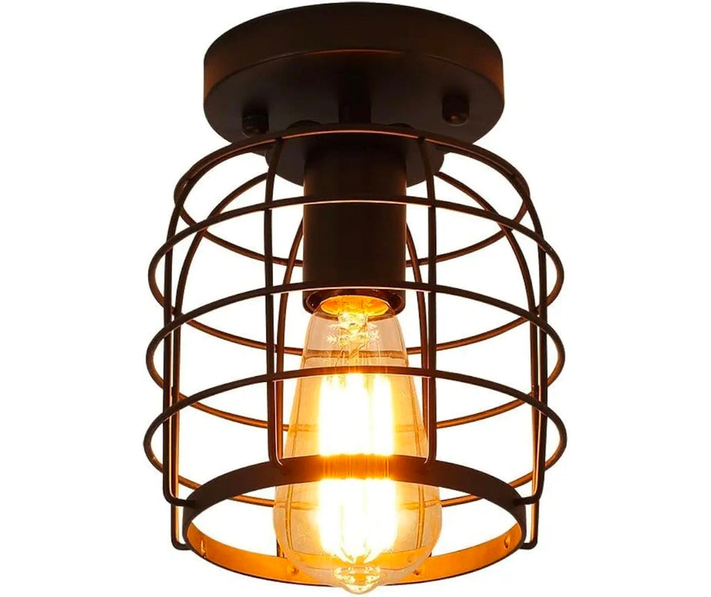Vintage Industrial Black Metal Ceiling Light, Flush Mount Lighting Fixture, Pack of 2 - Horizon Endless