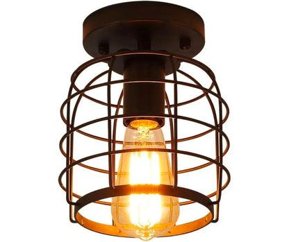 Vintage Industrial Black Metal Ceiling Light, Flush Mount Lighting Fixture, Pack of 2 - Horizon Endless