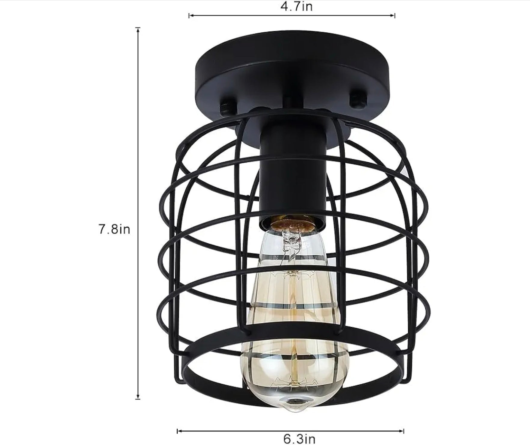 Vintage Industrial Black Metal Ceiling Light, Flush Mount Lighting Fixture, Pack of 2 - Horizon Endless