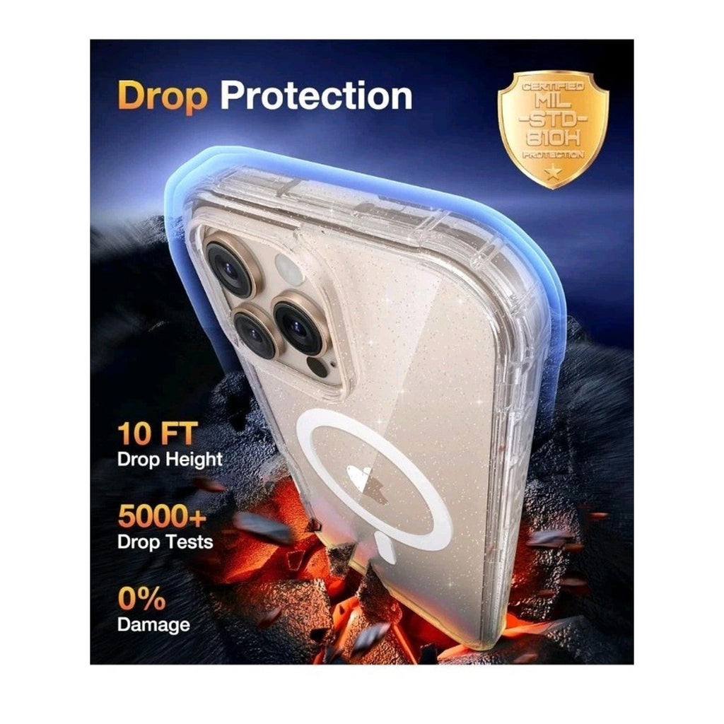 Iphone 16 Pro Mag Case Clear Glitter, with Screen Protector - Horizon Endless
