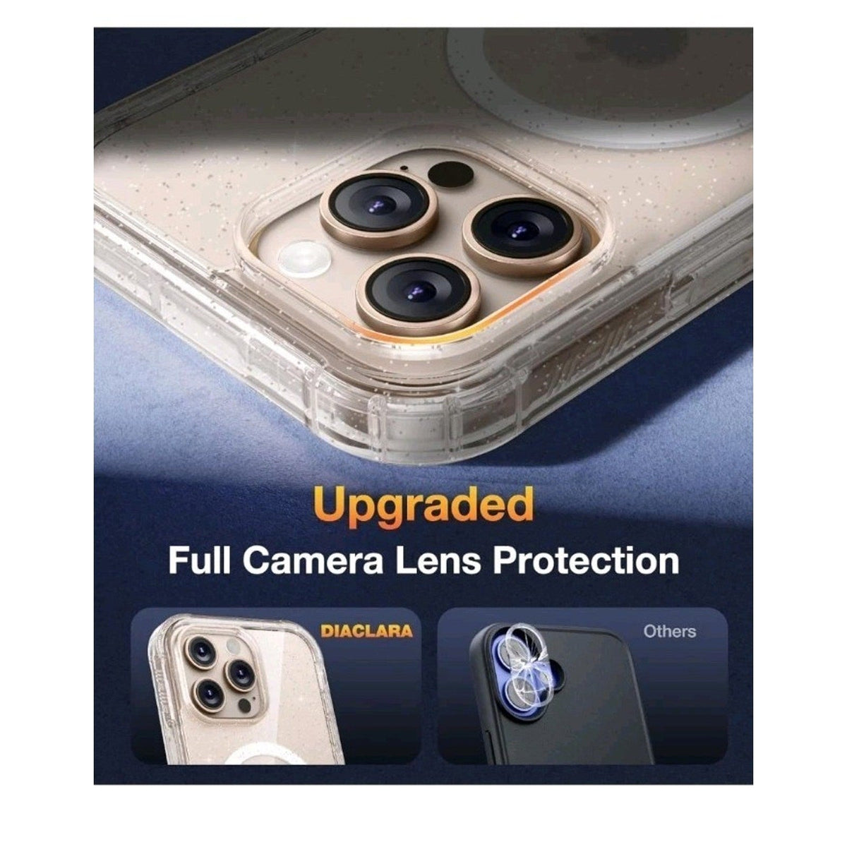 Iphone 16 Pro Mag Case Clear Glitter, with Screen Protector - Horizon Endless