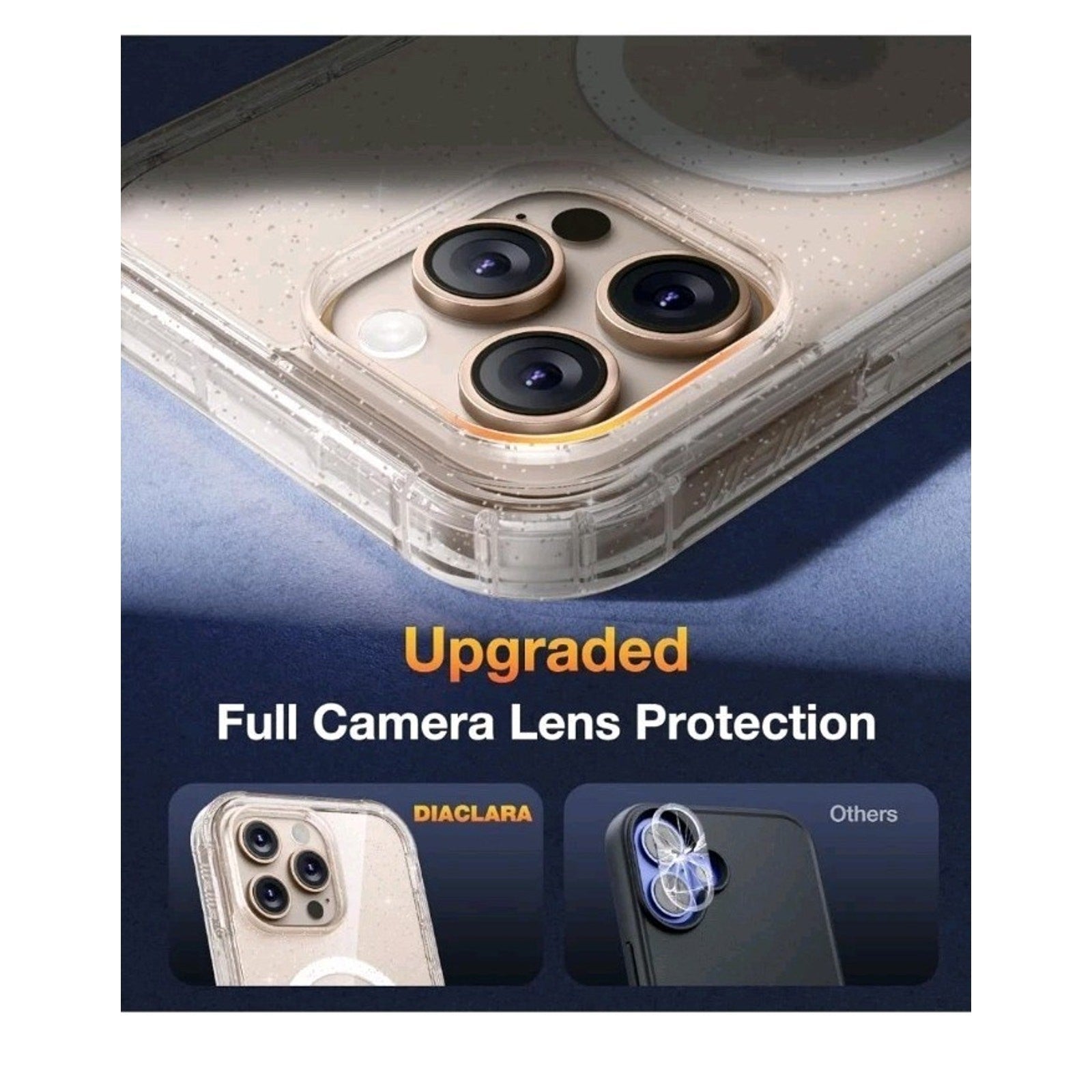Iphone 16 Pro Mag Case Clear Glitter, with Screen Protector - Horizon Endless