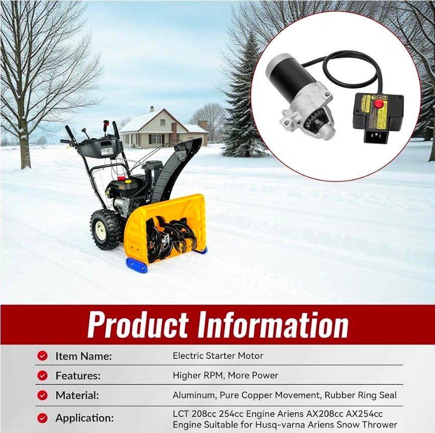 JQ170 Electric Starter 951-10645A for 208cc 254cc Engine Snowblower 751-10645A Starter for Troy-Bilt MTD Cub-Cadet Craftsman Ariens Husqvarna Snowblower 17 Teeth 120V - Horizon Endless