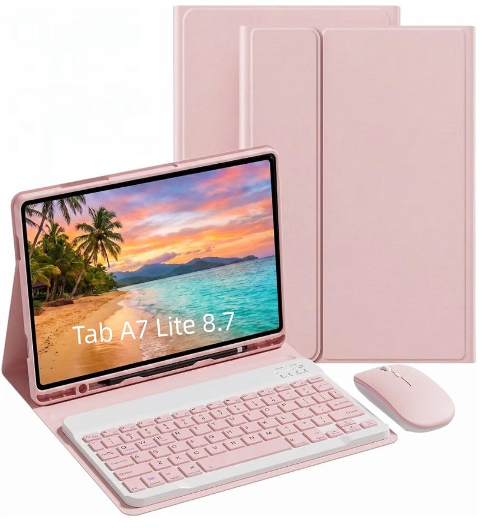 Keyboard Case for Samsung Galaxy Tab A7 Lite 8.7 Inch 2021 | Wireless Bluetooth Keyboard Folio Stand Cover, Protective Case, Pink - Horizon Endless