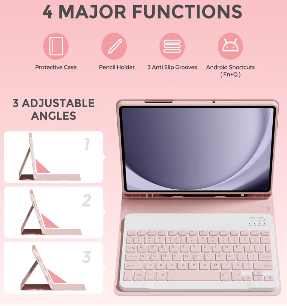 Keyboard Case for Samsung Galaxy Tab A7 Lite 8.7 Inch 2021 | Wireless Bluetooth Keyboard Folio Stand Cover, Protective Case, Pink - Horizon Endless