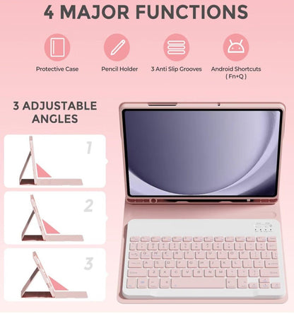 Keyboard Case for Samsung Galaxy Tab A7 Lite 8.7 Inch 2021 | Wireless Bluetooth Keyboard Folio Stand Cover, Protective Case, Pink - Horizon Endless