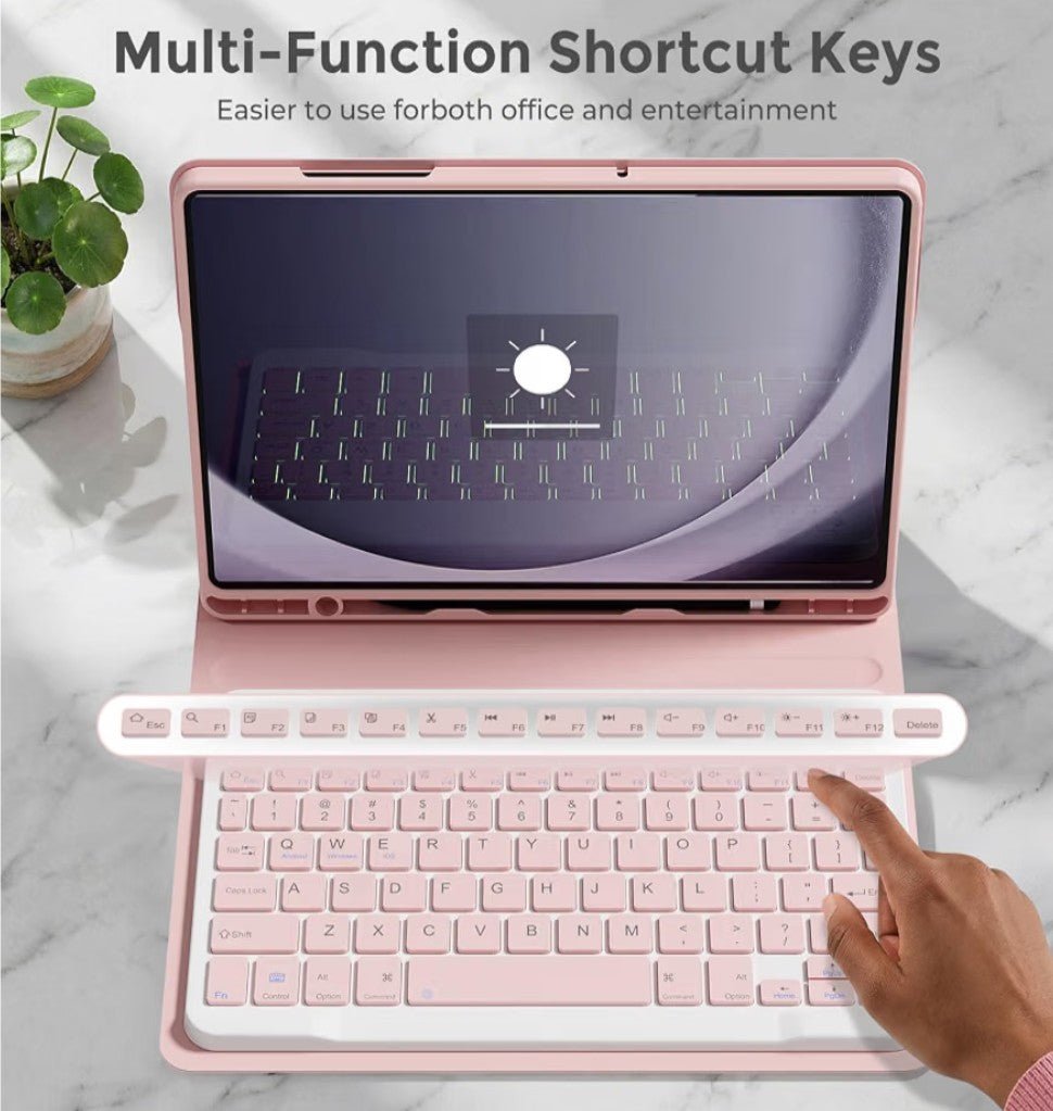 Keyboard Case for Samsung Galaxy Tab A7 Lite 8.7 Inch 2021 | Wireless Bluetooth Keyboard Folio Stand Cover, Protective Case, Pink - Horizon Endless