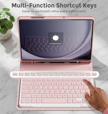 Keyboard Case for Samsung Galaxy Tab A7 Lite 8.7 Inch 2021 | Wireless Bluetooth Keyboard Folio Stand Cover, Protective Case, Pink - Horizon Endless