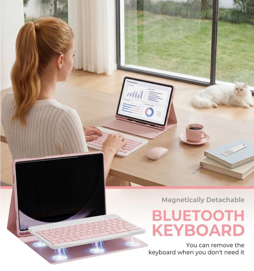 Keyboard Case for Samsung Galaxy Tab A7 Lite 8.7 Inch 2021 | Wireless Bluetooth Keyboard Folio Stand Cover, Protective Case, Pink - Horizon Endless