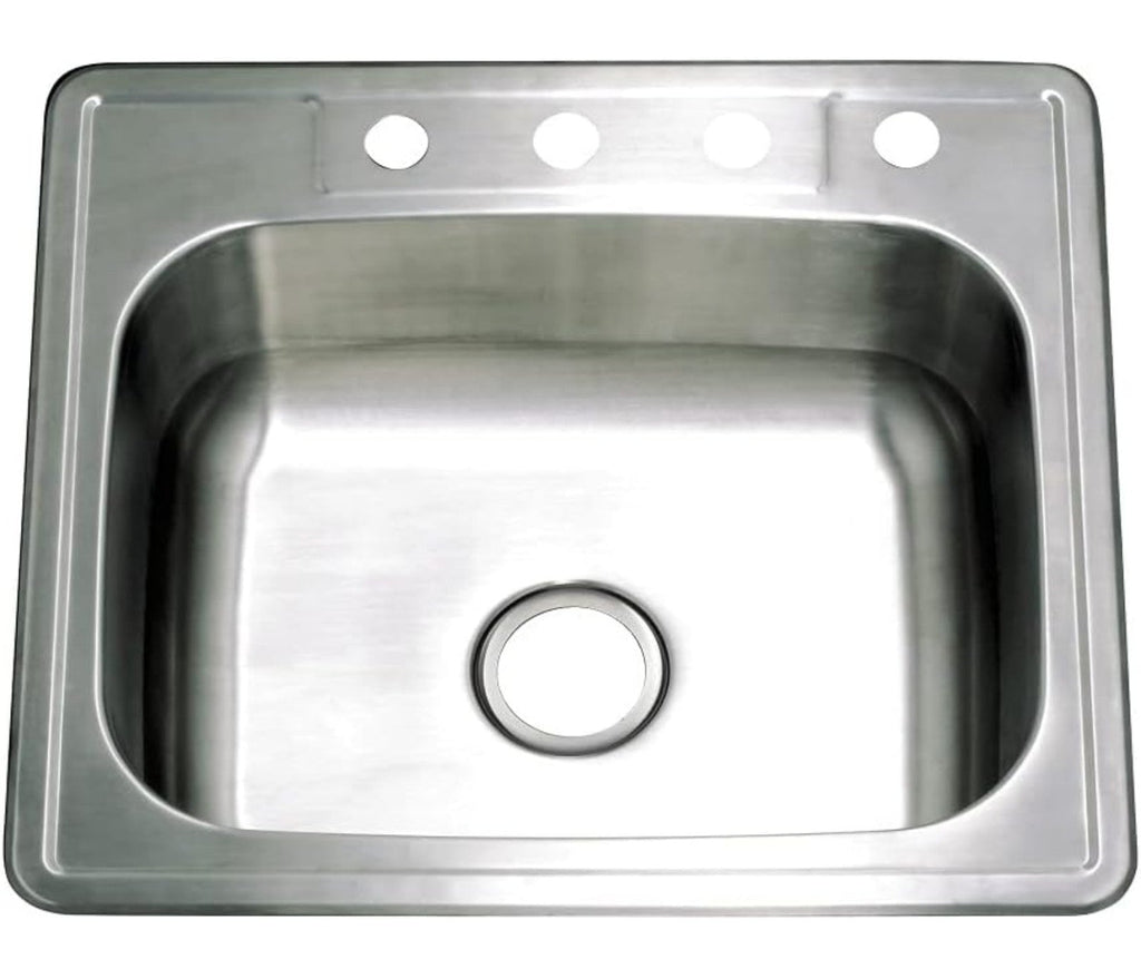Kingston Bras Gourmetier 22 Gauge 4 Holes Self-Rimming Single Basin Sink 25x22x6 - Horizon Endless
