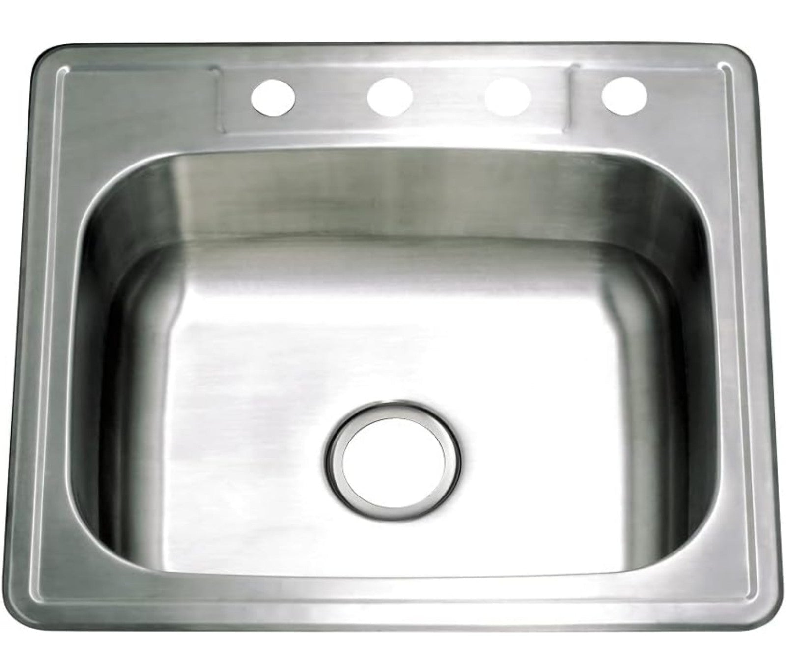 Kingston Bras Gourmetier 22 Gauge 4 Holes Self-Rimming Single Basin Sink 25x22x6 - Horizon Endless