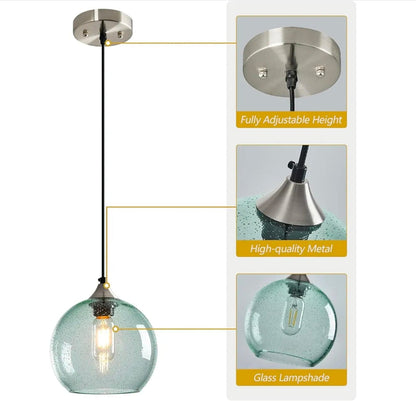 Green Glass Pendant Lights for Kitchen Island, Modern Bedroom Pendant Light - Horizon Endless