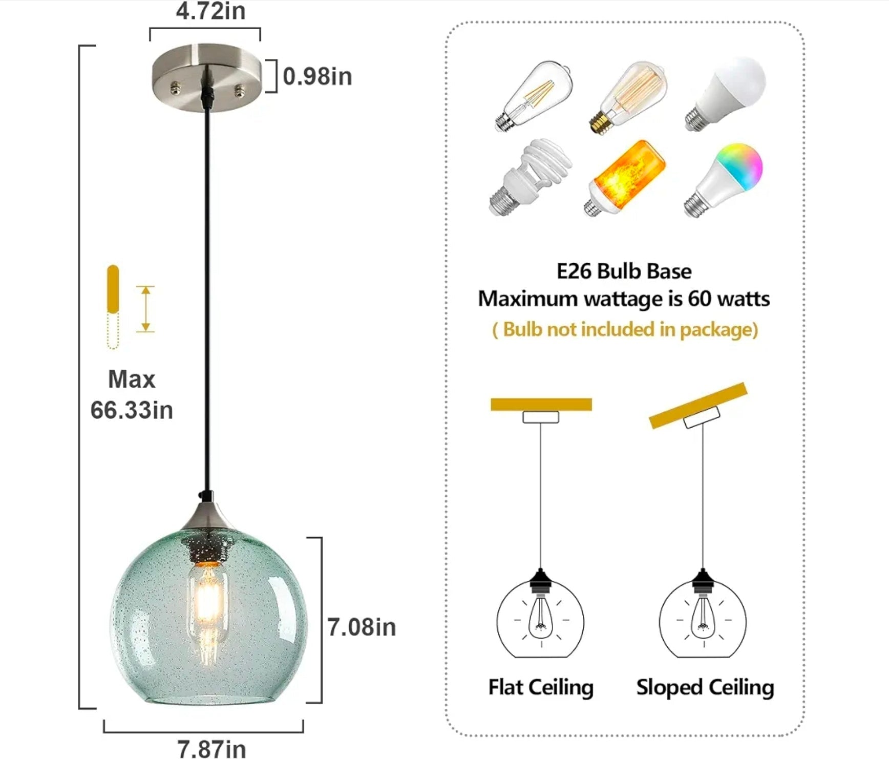 Green Glass Pendant Lights for Kitchen Island, Modern Bedroom Pendant Light - Horizon Endless