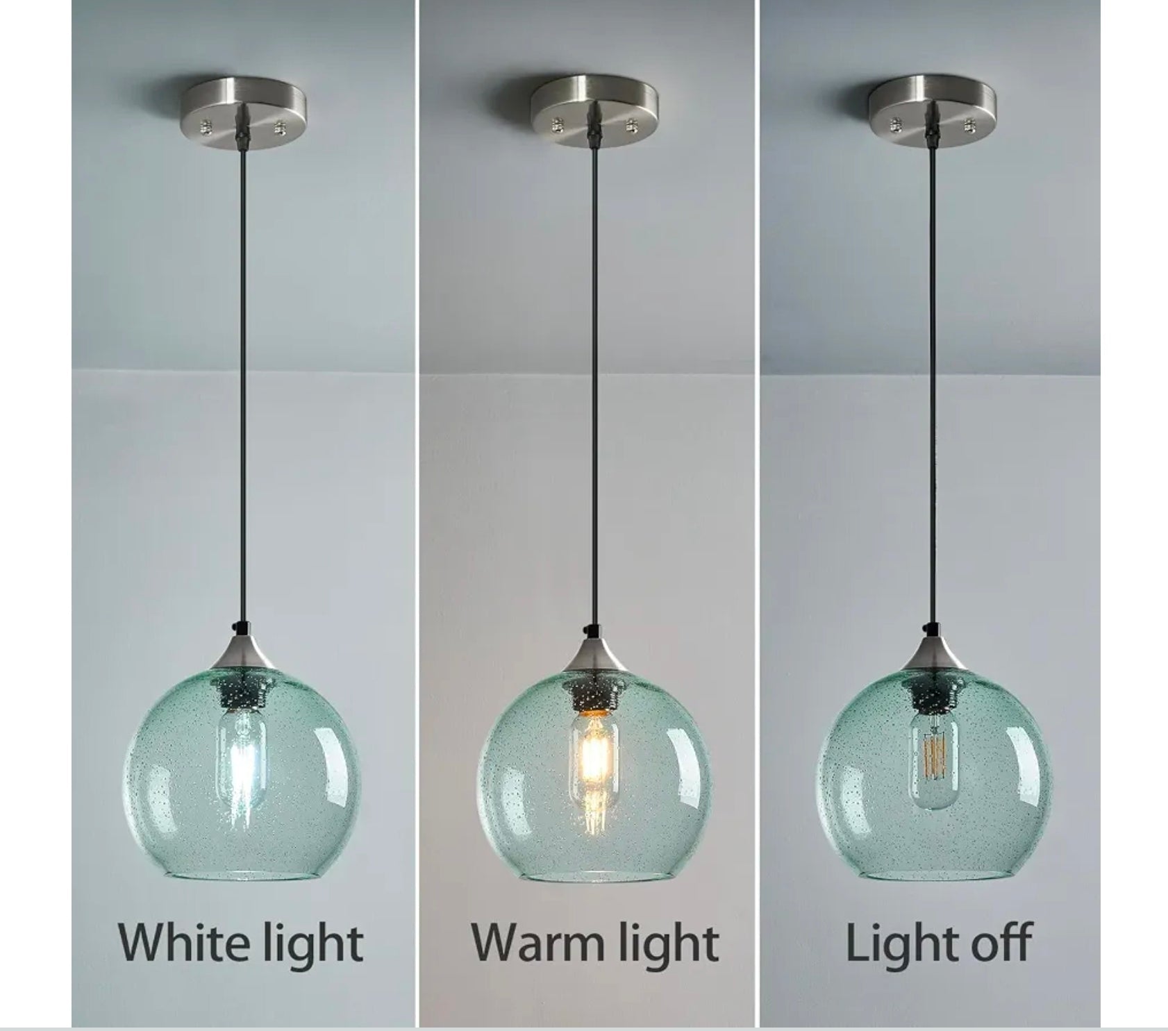 Green Glass Pendant Lights for Kitchen Island, Modern Bedroom Pendant Light - Horizon Endless