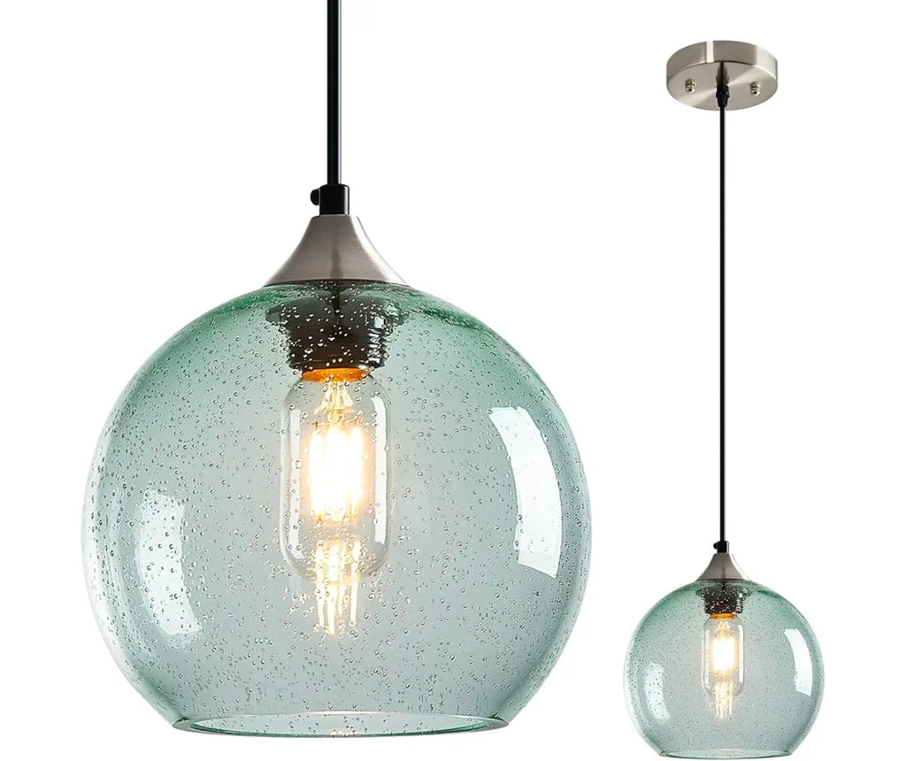 Green Glass Pendant Lights for Kitchen Island, Modern Bedroom Pendant Light - Horizon Endless