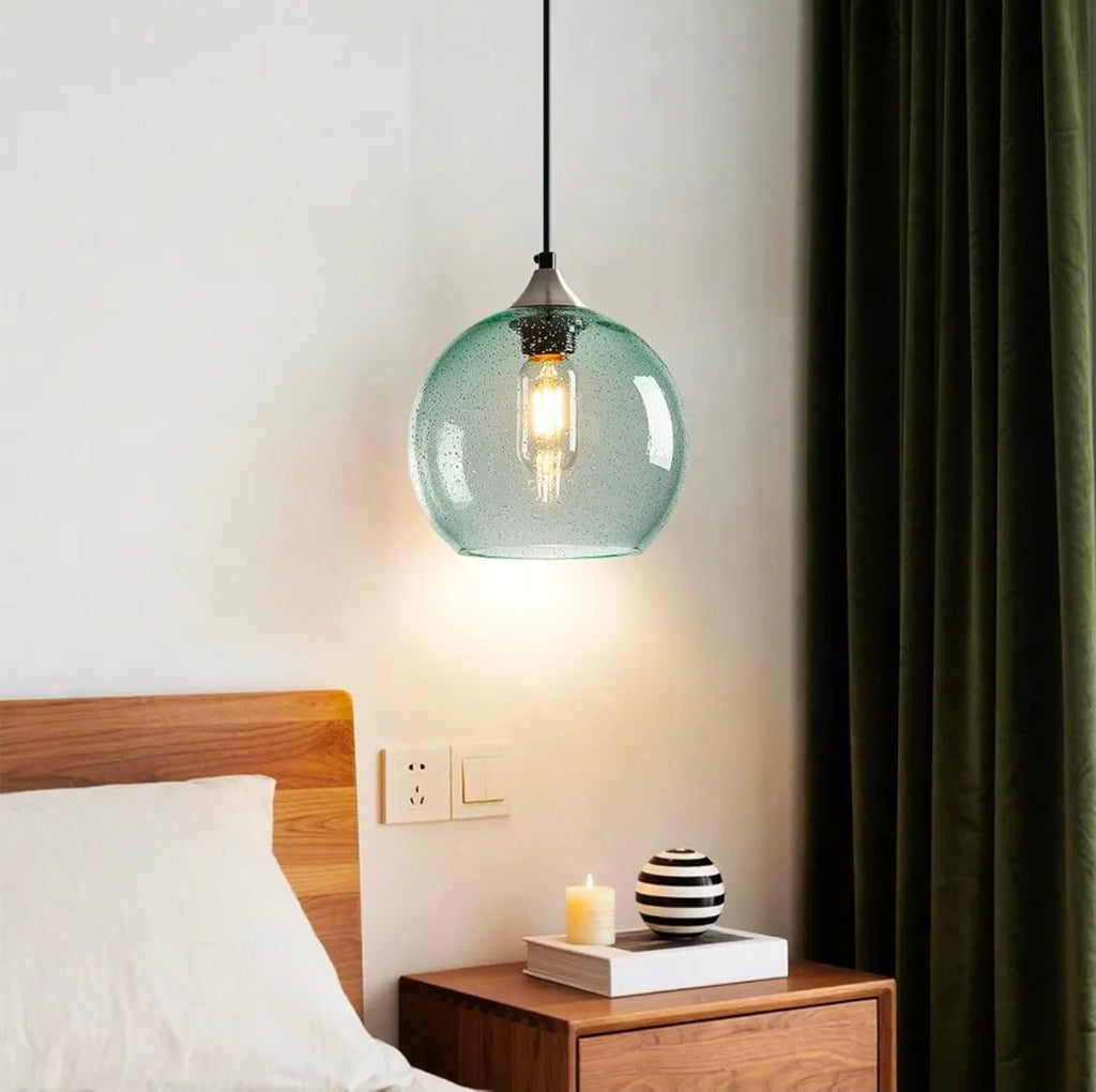Green Glass Pendant Lights for Kitchen Island, Modern Bedroom Pendant Light - Horizon Endless