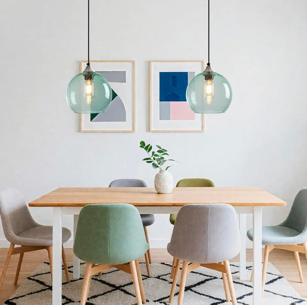 Green Glass Pendant Lights for Kitchen Island, Modern Bedroom Pendant Light - Horizon Endless