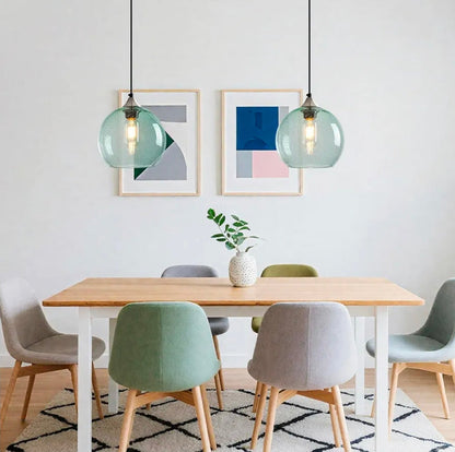 Green Glass Pendant Lights for Kitchen Island, Modern Bedroom Pendant Light - Horizon Endless