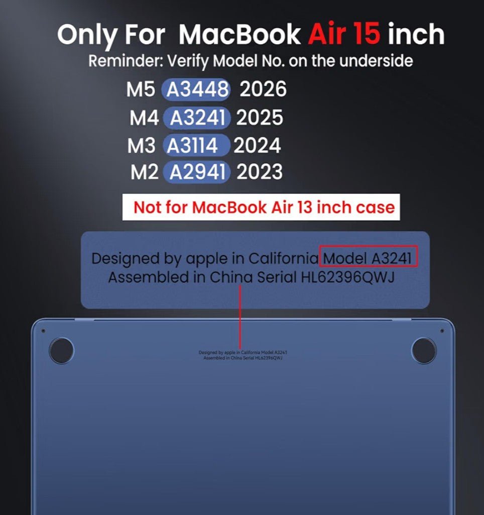 MacBook Air 15 Inch Case for M5, M4, M3 & M2 (2026-2022) A3448/A3241/A3114/A2941 | Matte Hard Shell Laptop Cover, Scratch Resistant, Perfect Fit, Black - Horizon Endless
