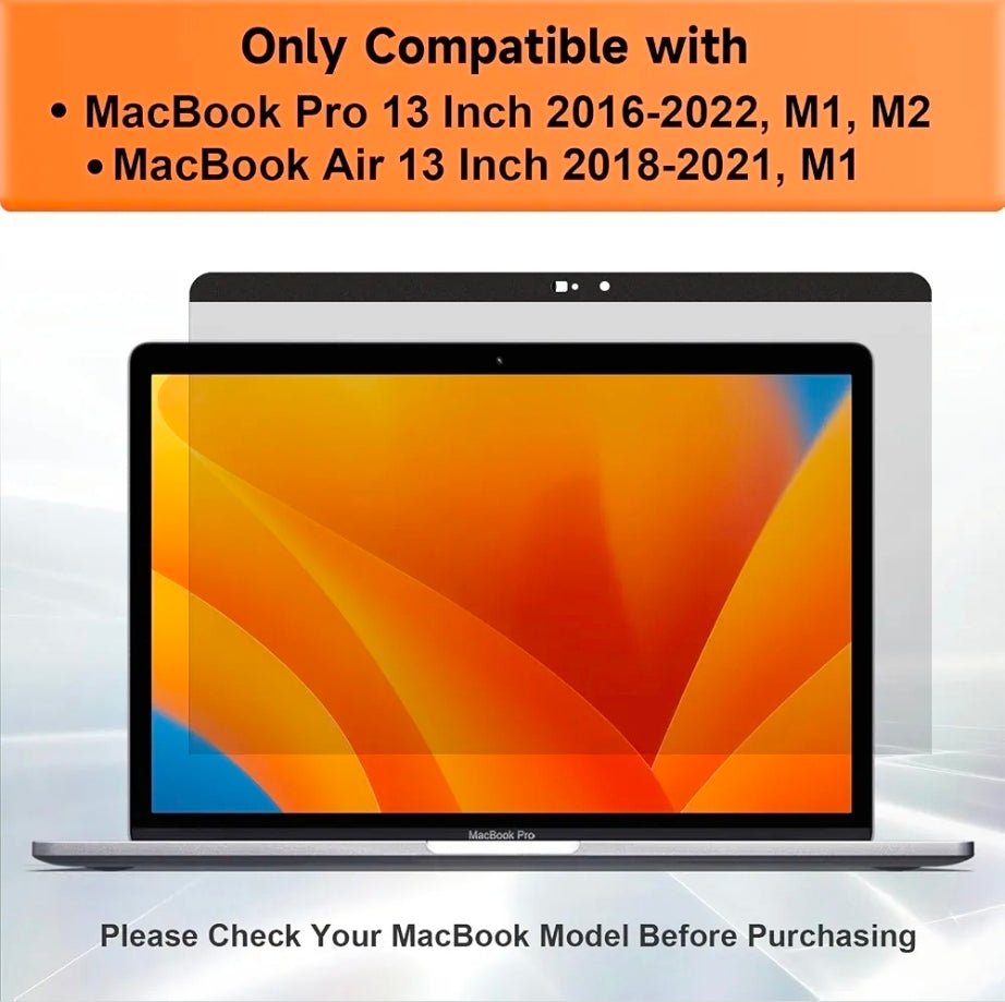 Magnetic Privacy Screen for MacBook Pro 13 Inch(2016-2022, M1, M2), Anti Glare Blue Light Filter with Camera Cover, Anti Spy Laptop Screen Protector - Horizon Endless