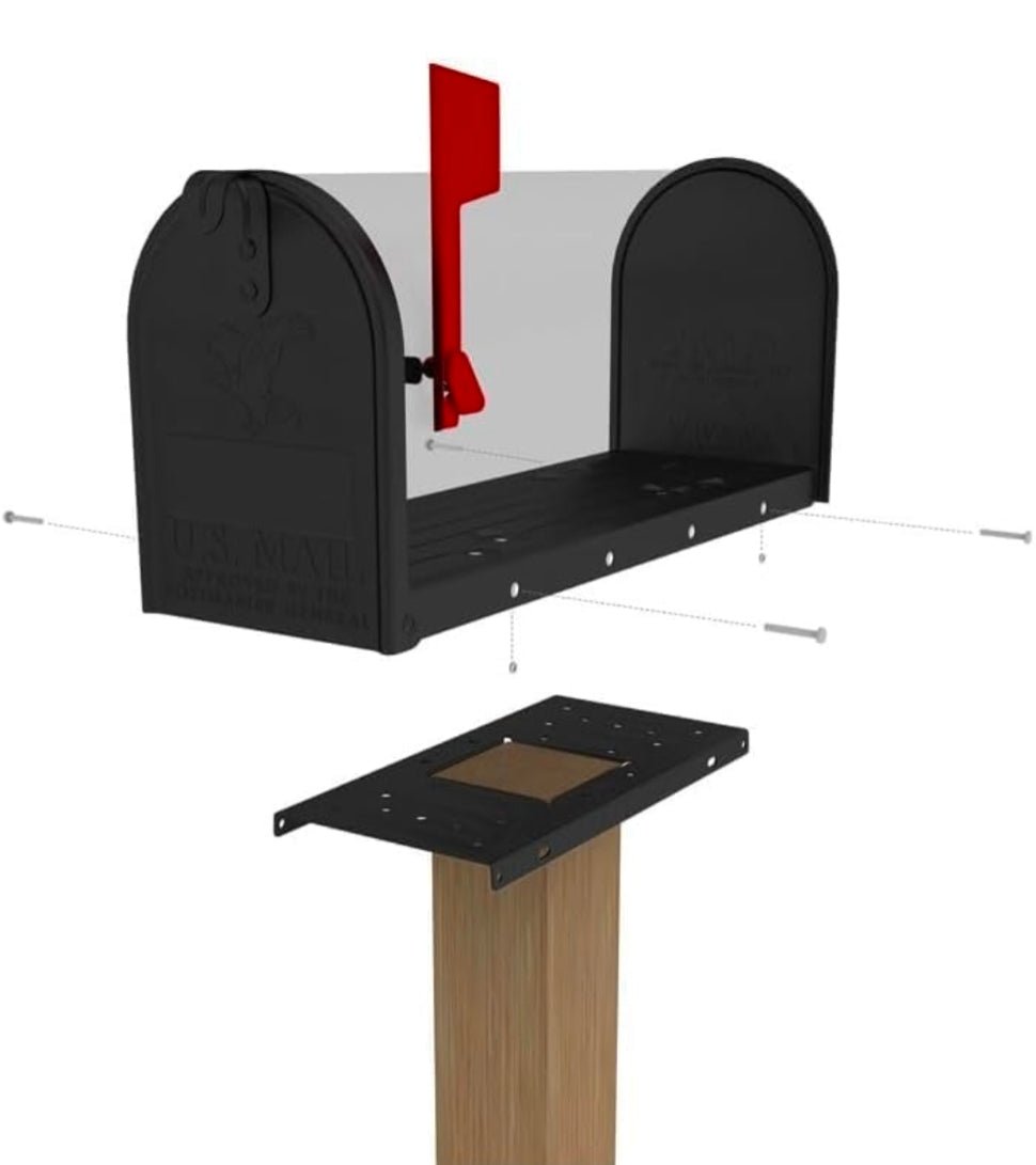 Mailbox Adapter Plate & Mounting Board - Black Powder Coated for Most Mailboxes - Horizon Endless