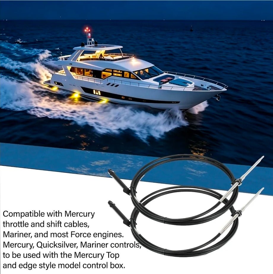 Mercury Mariner GEN II Throttle Cables - Set of 2, 12FT Outboard Engine Control Cables - Horizon Endless
