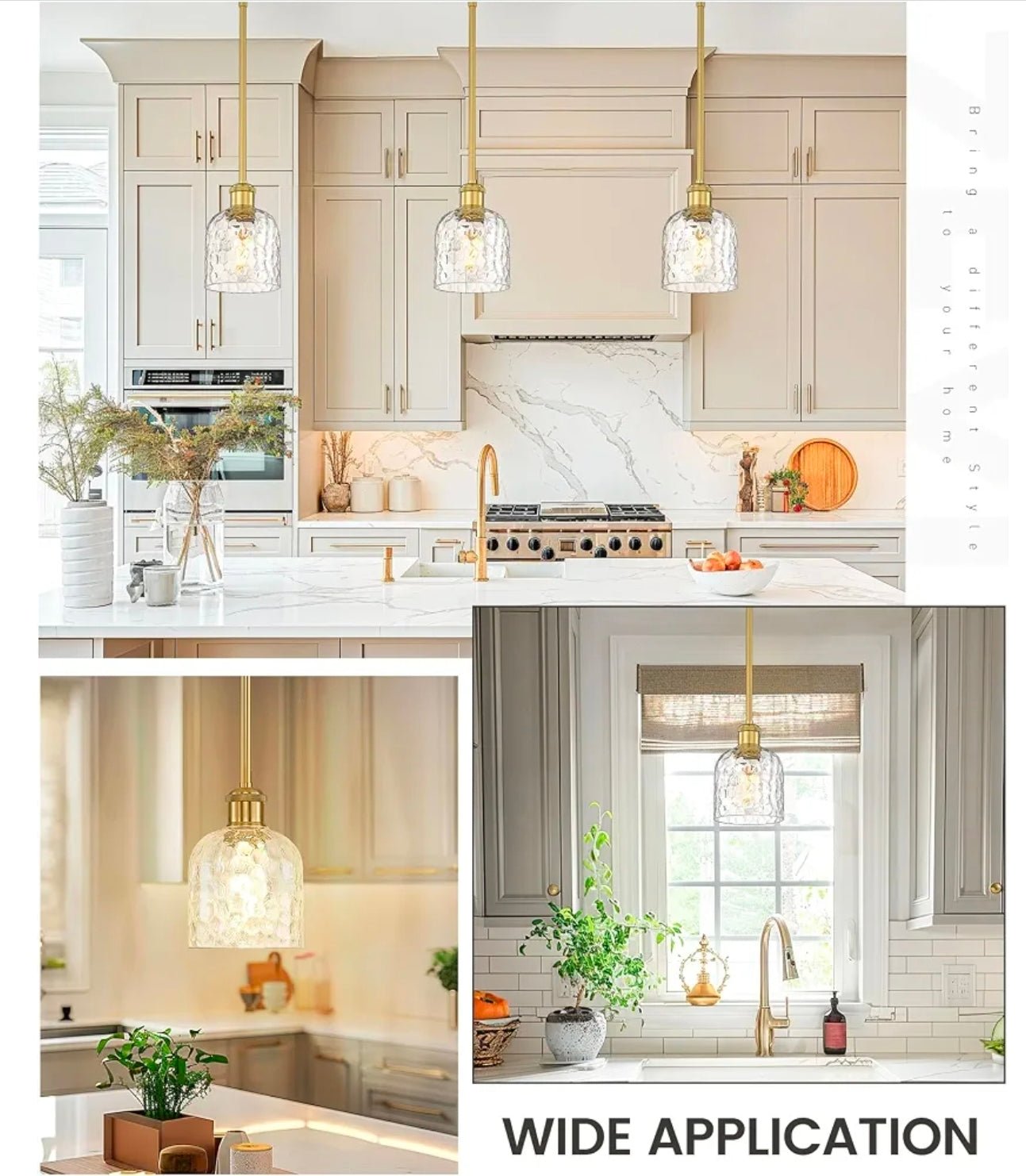 2-Pack Modern Gold Pendant Light Set with Clear Glass, Brushed Gold Finish - Horizon Endless
