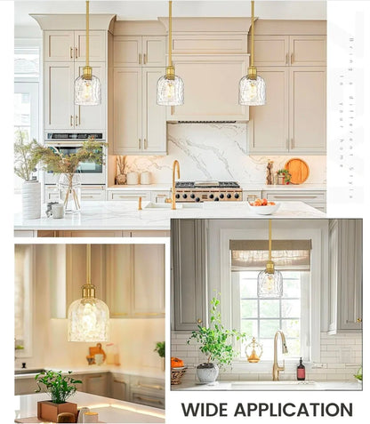 2-Pack Modern Gold Pendant Light Set with Clear Glass, Brushed Gold Finish - Horizon Endless