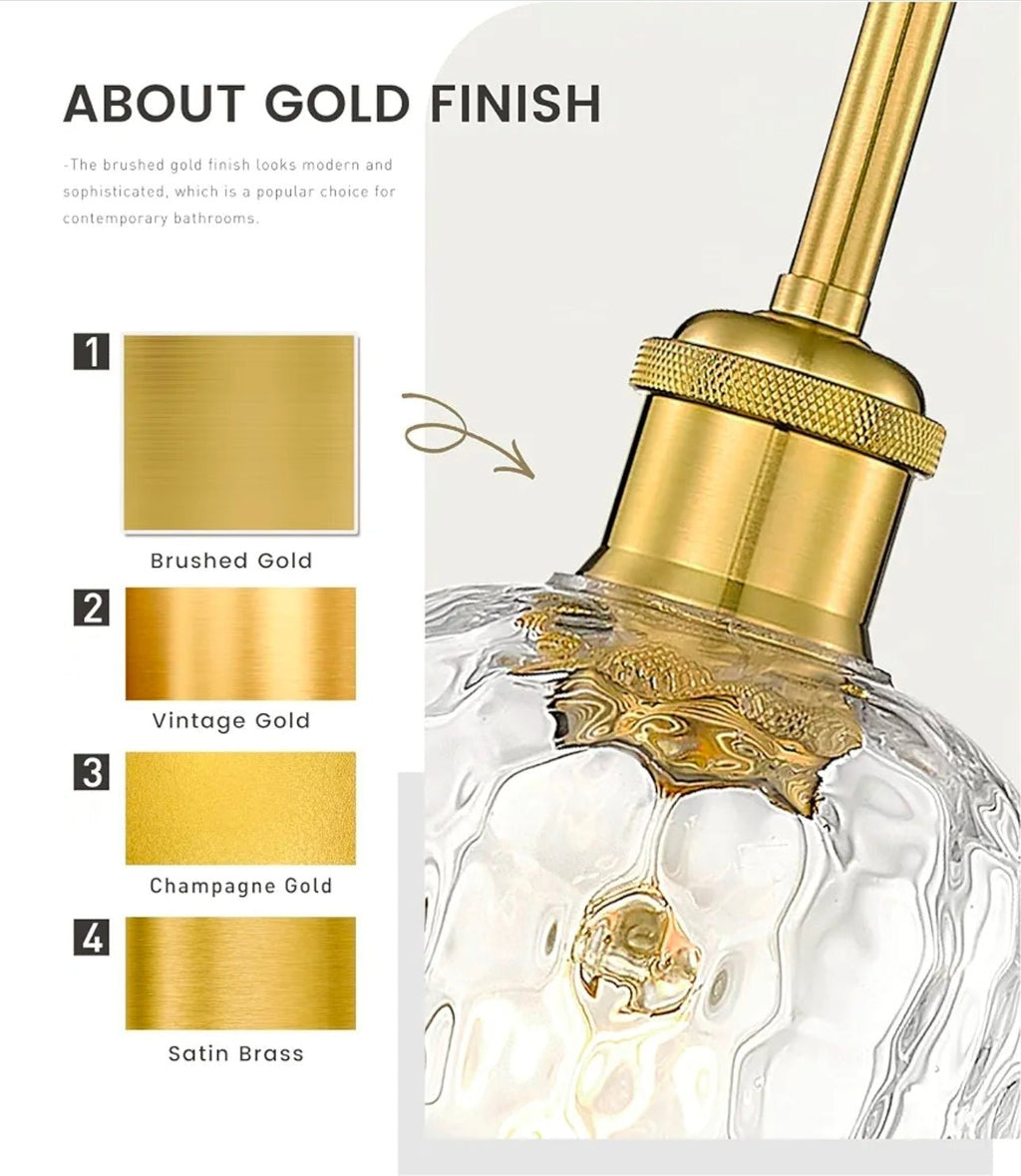 2-Pack Modern Gold Pendant Light Set with Clear Glass, Brushed Gold Finish - Horizon Endless