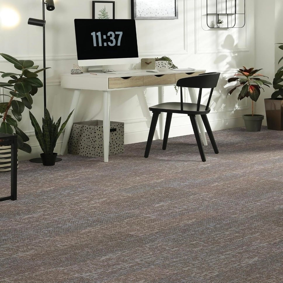 Mohawk Elite Virginia Highland Textured Loop Carpet Tiles - Cushioned Backing, 24x24" - Horizon Endless
