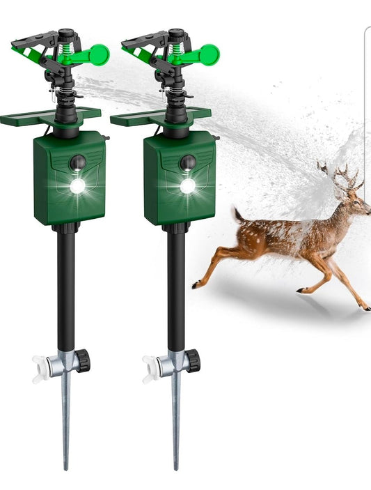 Motion-Activated Sprinkler, Solar Animal Repellent Outdoor - Deer Cat Deterrent with Motion Sensor & Flashing Lights, Protects Yard & Garden from Deer, Cats, Raccoons - Horizon Endless