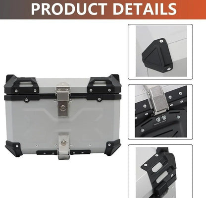 Motorcycle Top Case Tail Box with Backrest and Mounting Plate Hard Aluminum Allo - Horizon Endless