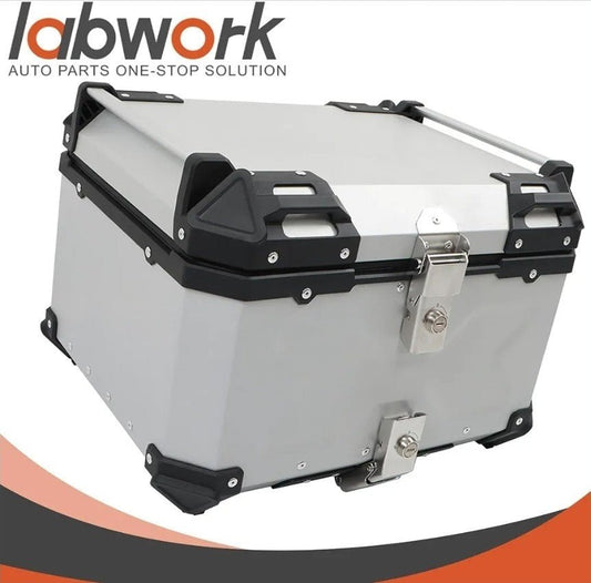 Motorcycle Top Case Tail Box with Backrest and Mounting Plate Hard Aluminum Allo - Horizon Endless