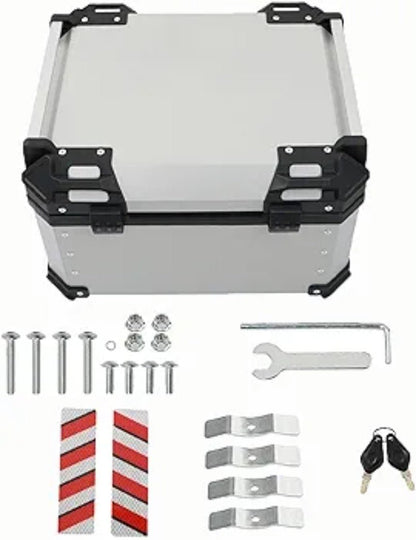 Motorcycle Top Case Tail Box with Backrest and Mounting Plate Hard Aluminum Allo - Horizon Endless